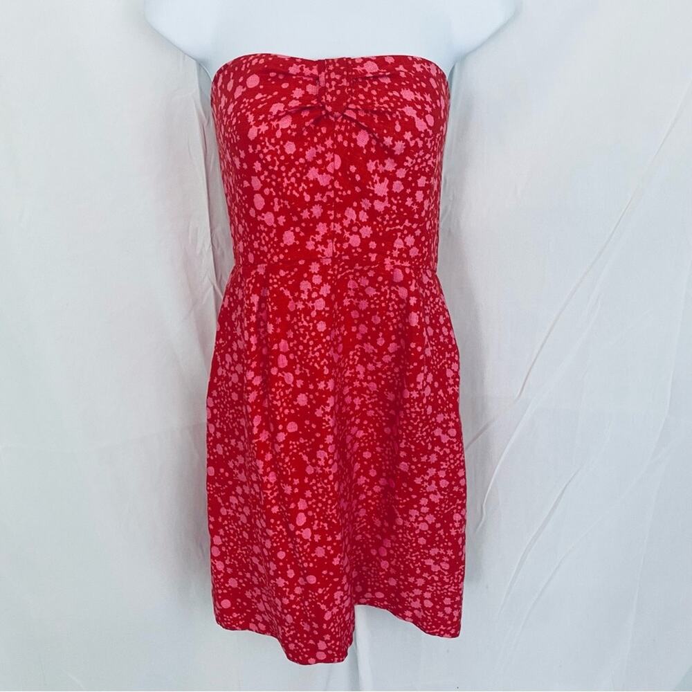 J. Crew Red Floral Midi Dress